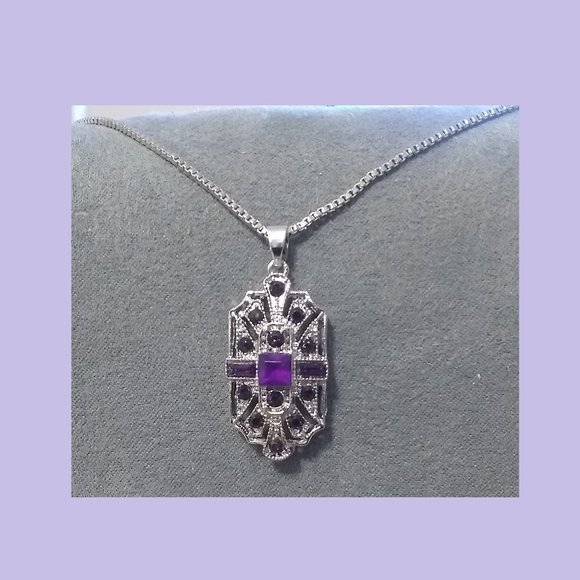 New Faux Purple Gem Necklace $5 add on with any purchase - Picture 3 of 3